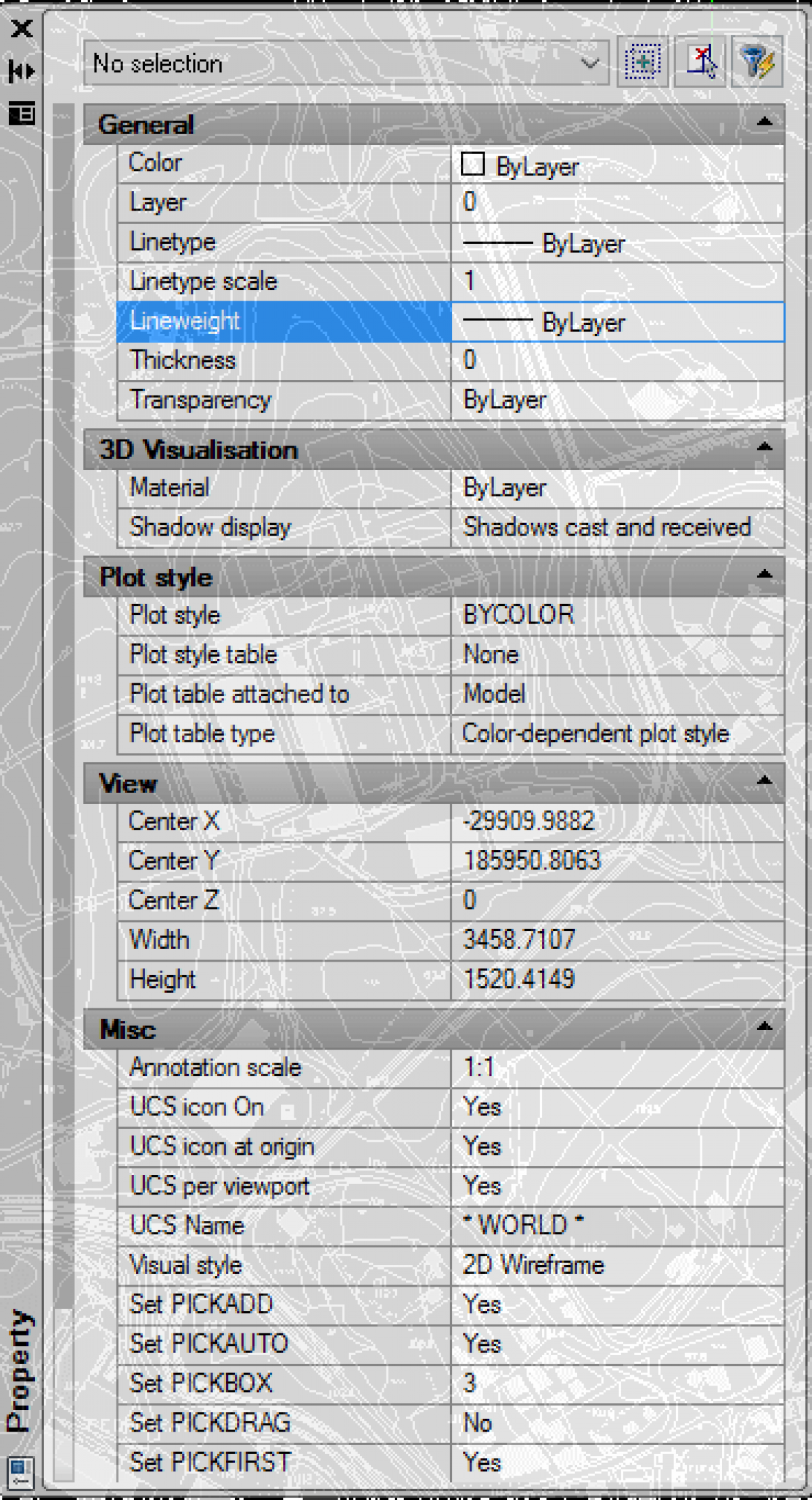 IntelliCAD Properties Pane Transparency